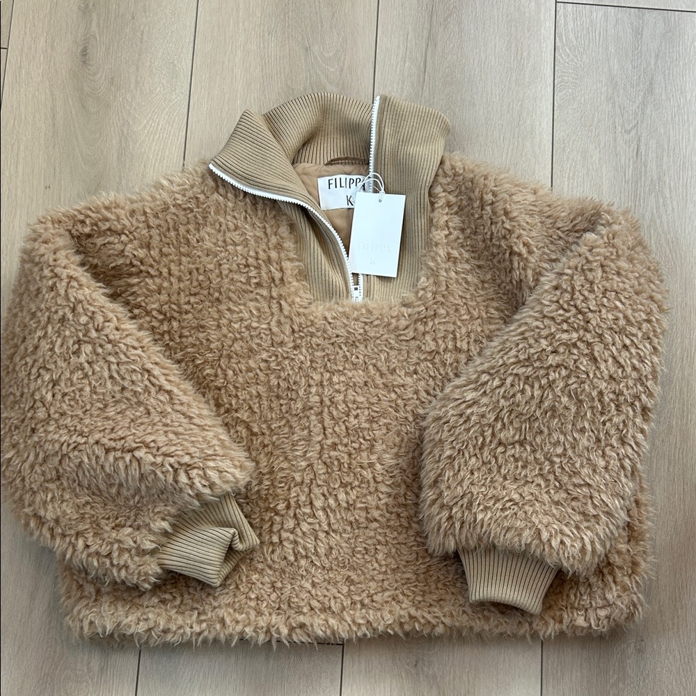 New Filippa K Half Zip Faux Fur Jacket